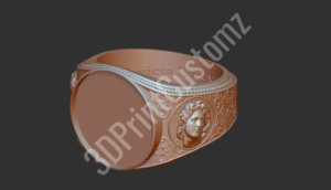 a gold ring with a picture of a person on it 3DPrintCustomz Custom 3D Design