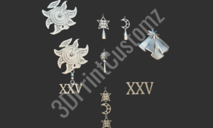 a group of earrings 3DPrintCustomz Custom 3D Design