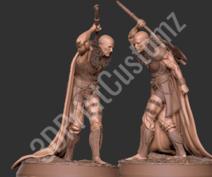 a statue of a man and a woman holding swords 3DPrintCustomz Custom 3D Design