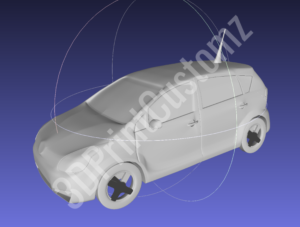a white car with a blue background 3DPrintCustomz Custom 3D Design