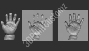 a collage of hands holding a small white object 3DPrintCustomz Custom 3D Resin Printing