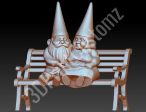 two small clay figurines on a wooden bench 3DPrintCustomz Custom 3D Resin Printing