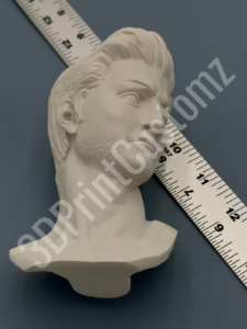 a white bust of a person with a ruler 3DPrintCustomz Custom 3D Resin Printing